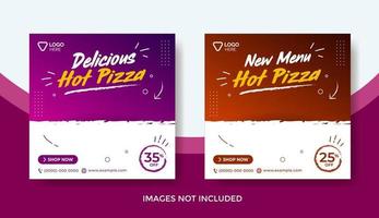 modelo de banner de menu de comida, modelo de postagem de mídia social, banner de menu de pizza deliciosa vetor
