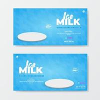 modelo de venda de promoção de banner de leite gelado vetor