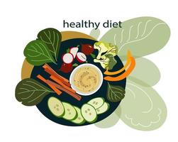 conceito de plano de nutrição, dieta saudável, ilustração vetorial dos desenhos animados do programa. vetor