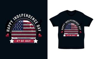 feliz 4 de julho design de camiseta do dia da independência dos eua vetor