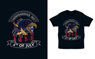 feliz 4 de julho design de camiseta do dia da independência dos eua vetor