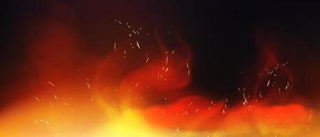 chamas de fogo queimando faíscas vermelhas quentes fundo abstrato realista vetor