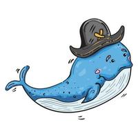 baleia azul pirata vetor