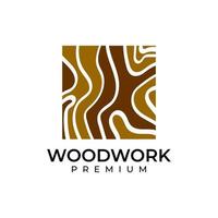 conceito de design de logotipo de trabalho em madeira vetor