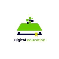 modelo de logotipo de educação online modelo de logotipo de educação de livro de pixel vetor
