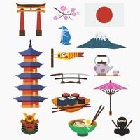 ilustração vetorial de cultura japonesa de estilo plano editável definida para viagens de turismo e educação histórica ou cultural vetor