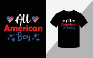 todo o menino americano, feliz 4 de julho arquivo vetorial de design de camiseta do dia da independência da américa vetor