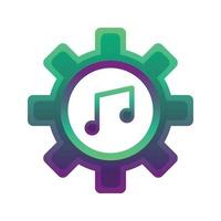 ícone de modelo de design gradiente de logotipo de engrenagem de música vetor