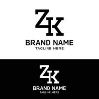 modelo de design de logotipo inicial de monograma de carta zk zk kz vetor