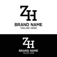 modelo de design de logotipo inicial de monograma de carta zh zh hz vetor