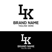 lk lk kl carta monograma modelo de design de logotipo inicial vetor