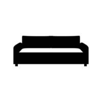 silhueta de sofá. elemento de design de ícone preto e branco em fundo branco isolado vetor