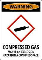 aviso de sinal de ghs de gás comprimido em fundo branco vetor