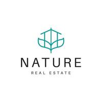 design de logotipo de imóveis em casa natureza vetor