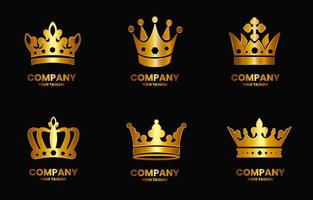 coleção de conjunto de logotipo de coroa de luxo vetor