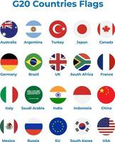 modelo de vetor de círculos de bandeiras de países g20