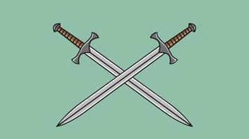 cruzar a ilustração vetorial de contorno de espadas longas vetor