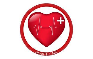 gráfico de eletrocardiograma de coração no símbolo de conceito de fundo branco de estilo de vida saudável e ilustração vetorial de amor vetor