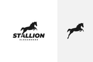vetor de design de logotipo de silhueta de cavalo de corrida de garanhão pulando