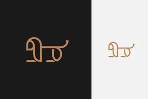 vetor de design de logotipo de leão sentado de luxo elegante no estilo de contorno de arte de linha