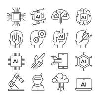 conjunto de ícones de inteligência artificial