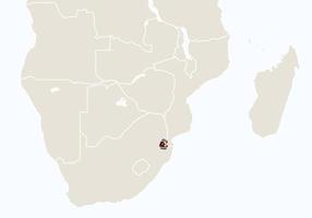 áfrica com mapa destacado da suazilândia. vetor