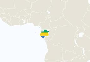 áfrica com mapa destacado do gabão. vetor