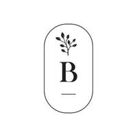 b logos com conceitos de folha, natural, feminino e moderno vetor