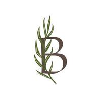 b logos com conceitos de folha, natural, feminino e moderno vetor