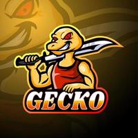 design de mascote de logotipo gecko esport vetor