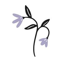 flor de sino em estilo doodle de desenho animado. ilustração em vetor isolado floral.