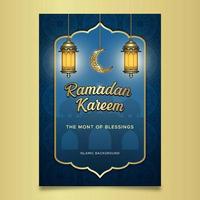 design de cartaz ramadan kareem com ilustração de lanterna vetor