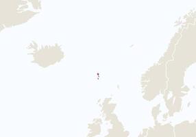 europa com mapa destacado das ilhas faroe. vetor