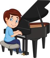 desenho animado garotinho tocando piano vetor