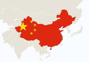 ásia com mapa destacado da china. vetor