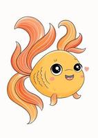 peixe dourado com ilustração vetorial feliz de coração vetor