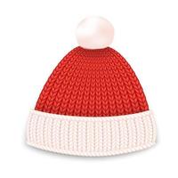 chapéu vermelho de inverno. malha, roupas de inverno de lã. estilo realista. ilustração vetorial em fundo branco. vetor