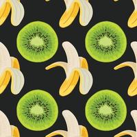 design de padrão sem costura de kiwi verde e banana vetor