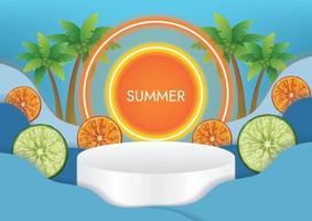 banner promocional de venda de verão fundo de limão e laranja vetor