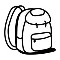 design de ícone de doodle de mochila na moda vetor
