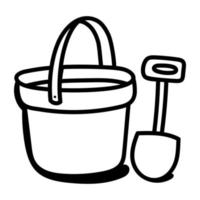 um design de ícone de doodle de balde de lama vetor