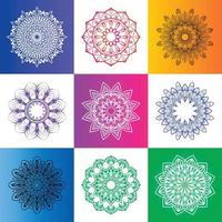mandala definir padrões de decoração de elementos de ilustração vetorial design floral colorido. vetor