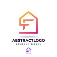 f letra símbolo logotipo ícone design - modelo de monograma em casa para imóveis. vetor