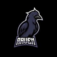 Vetor de design de logotipo de mascote de corvo com estilo de conceito de ilustração moderna para impressão de crachá, emblema e camiseta. ilustração de corvo com raiva para equipe de esporte e e-sport.