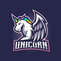 vetor de design de logotipo de mascote de unicórnio