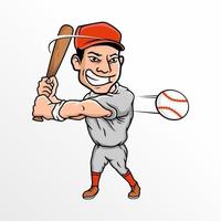 ilustração vetorial de jogador de beisebol dos desenhos animados, elemento de design para logotipo, pôster, cartão, banner, emblema, camiseta. ilustração vetorial vetor
