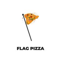 logotipo de ilustração de bandeira abstrata de pizza vetor