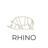 logotipo de ilustração de rinoceronte geométrico de arte de linha simples vetor