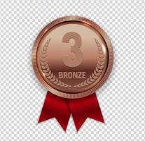medalha de bronze de campeão de arte com o ícone de fita vermelha assinar primeiro lugar isolado em fundo transparente. ilustração vetorial