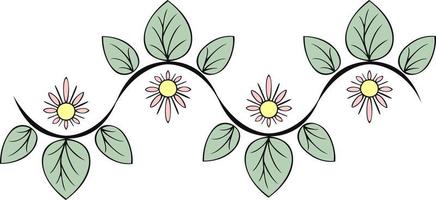 elemento floral decorativo para um padrão perfeito, borda, tela. ilustração vetorial de um ramo de flores com folhas vetor